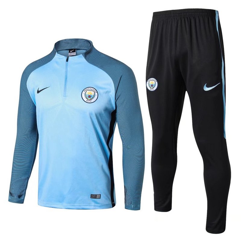 Manchester City Trainingsanzug 2017-18 Blau Schwarz Fussballtrikots Günstig